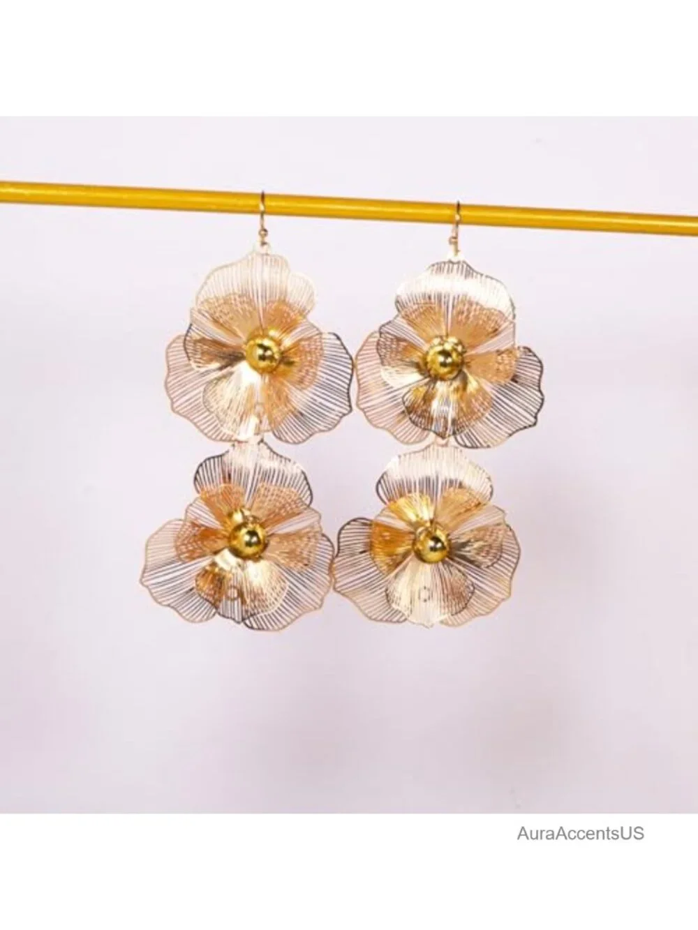 Gold Floral Dangle Earrings for Women Boho Statement Jewelry Gift